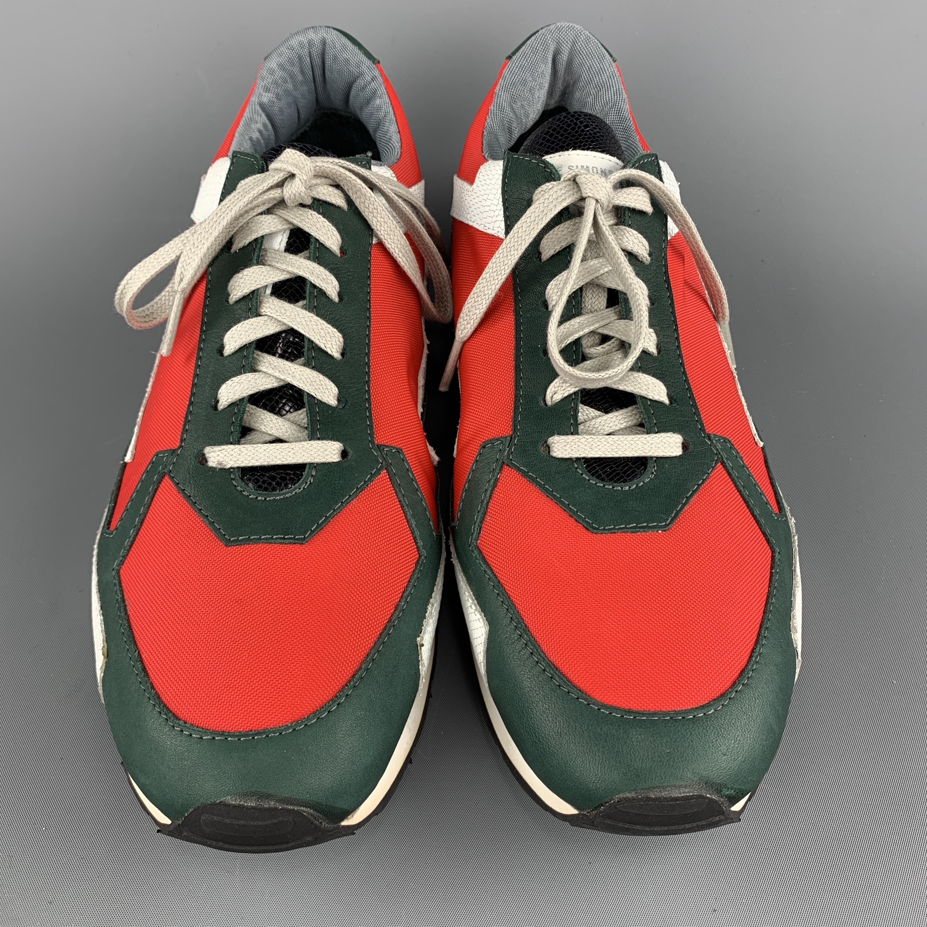 Beige RAF SIMONS Size 10 Multi-Color Color Block Nylon Lace Up Sneakers