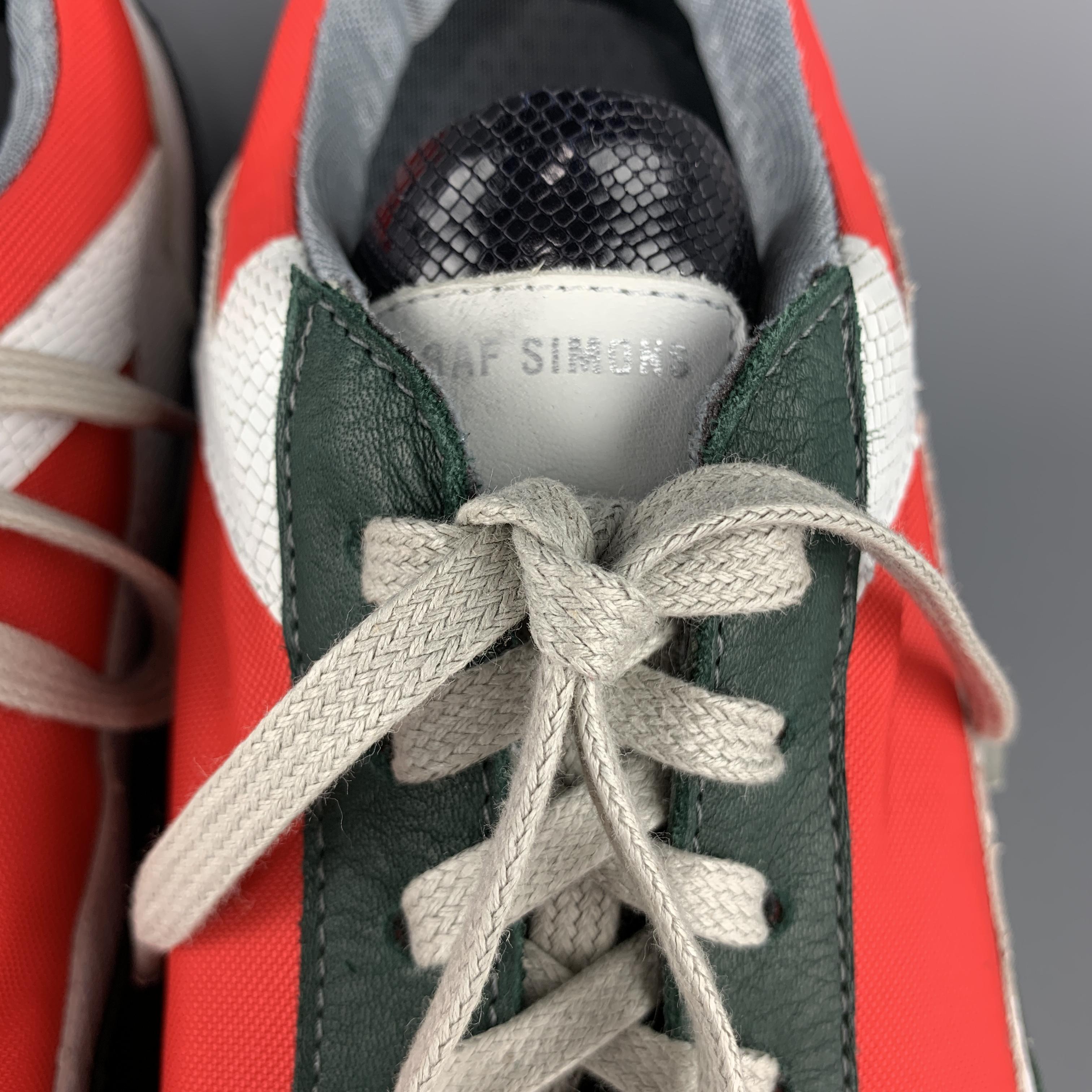 RAF SIMONS Size 10 Multi-Color Color Block Nylon Lace Up Sneakers In Good Condition In San Francisco, CA