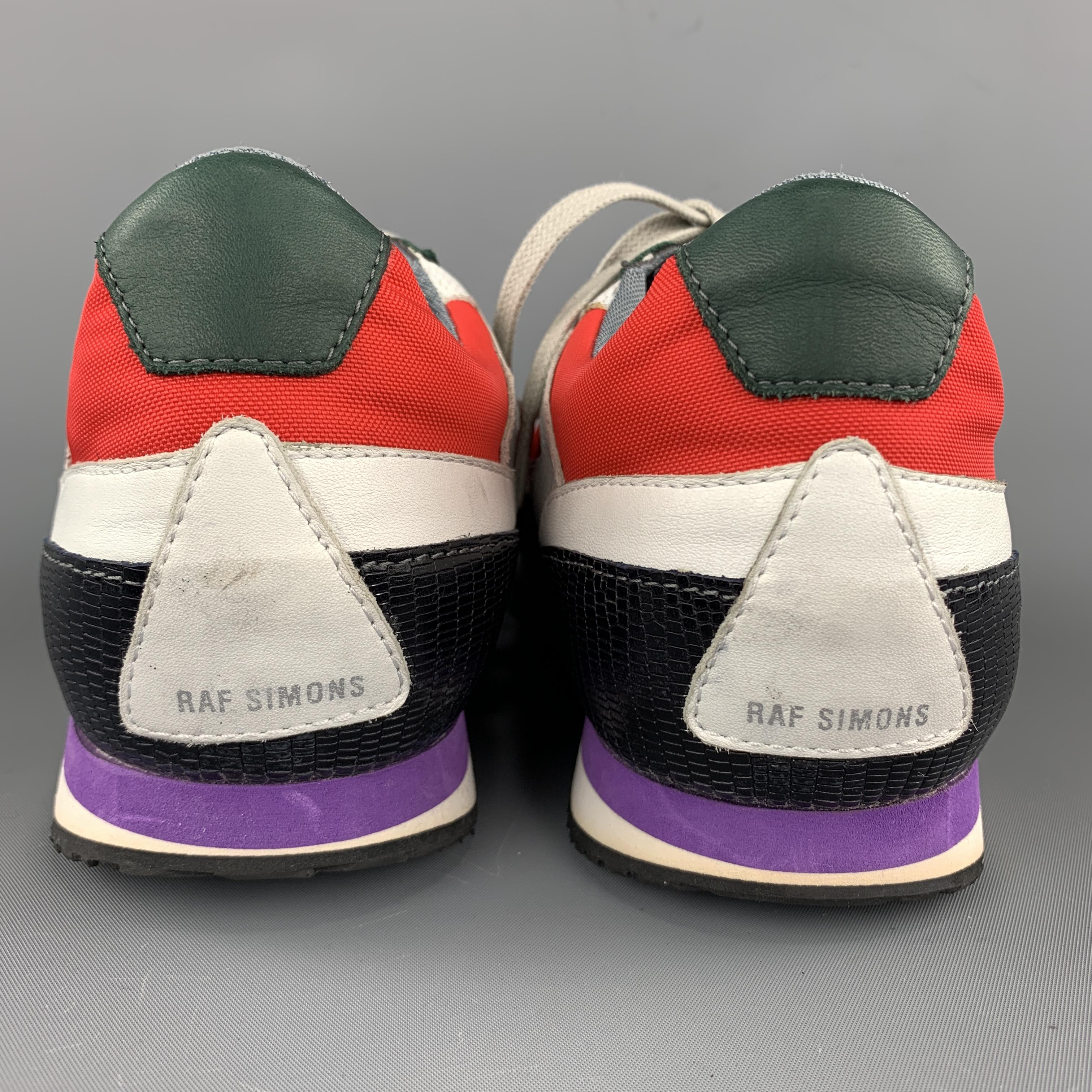 Men's RAF SIMONS Size 10 Multi-Color Color Block Nylon Lace Up Sneakers