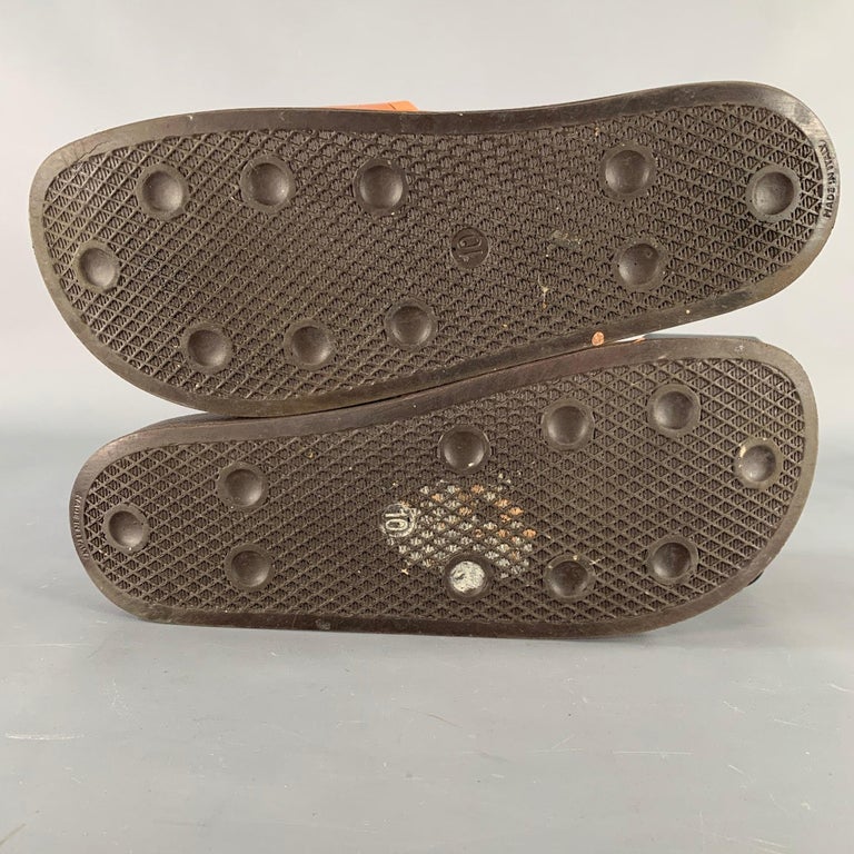 RAF SIMONS Size 10 Tan Black Checkered Rubber Slide Sandals  display picture 3