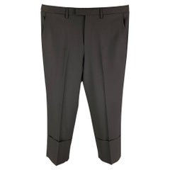 RAF SIMONS - Pantalon plat en laine vierge noire à l'avant, taille 36