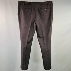 RAF SIMONS Size 38 Black Red Woven Virgin Wool Mohair Flat Front Dress Pants