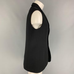 Gilet à revers en laine vierge noire RAF SIMONS, taille 40
