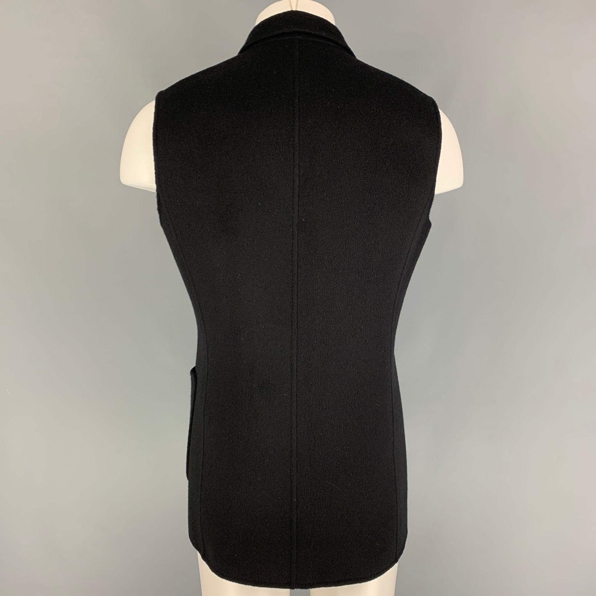 RAF SIMONS Size 40 Black Virgin Wool Notch Lapel Vest In Good Condition For Sale In San Francisco, CA