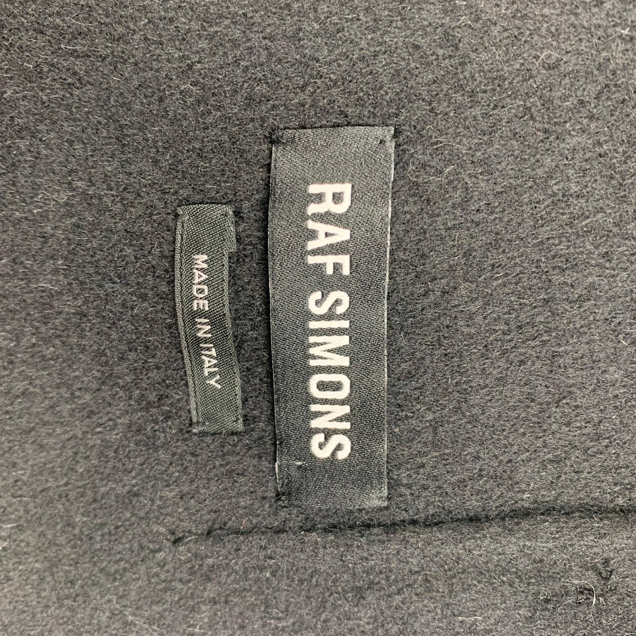 RAF SIMONS Size 40 Black Virgin Wool Notch Lapel Vest For Sale 2