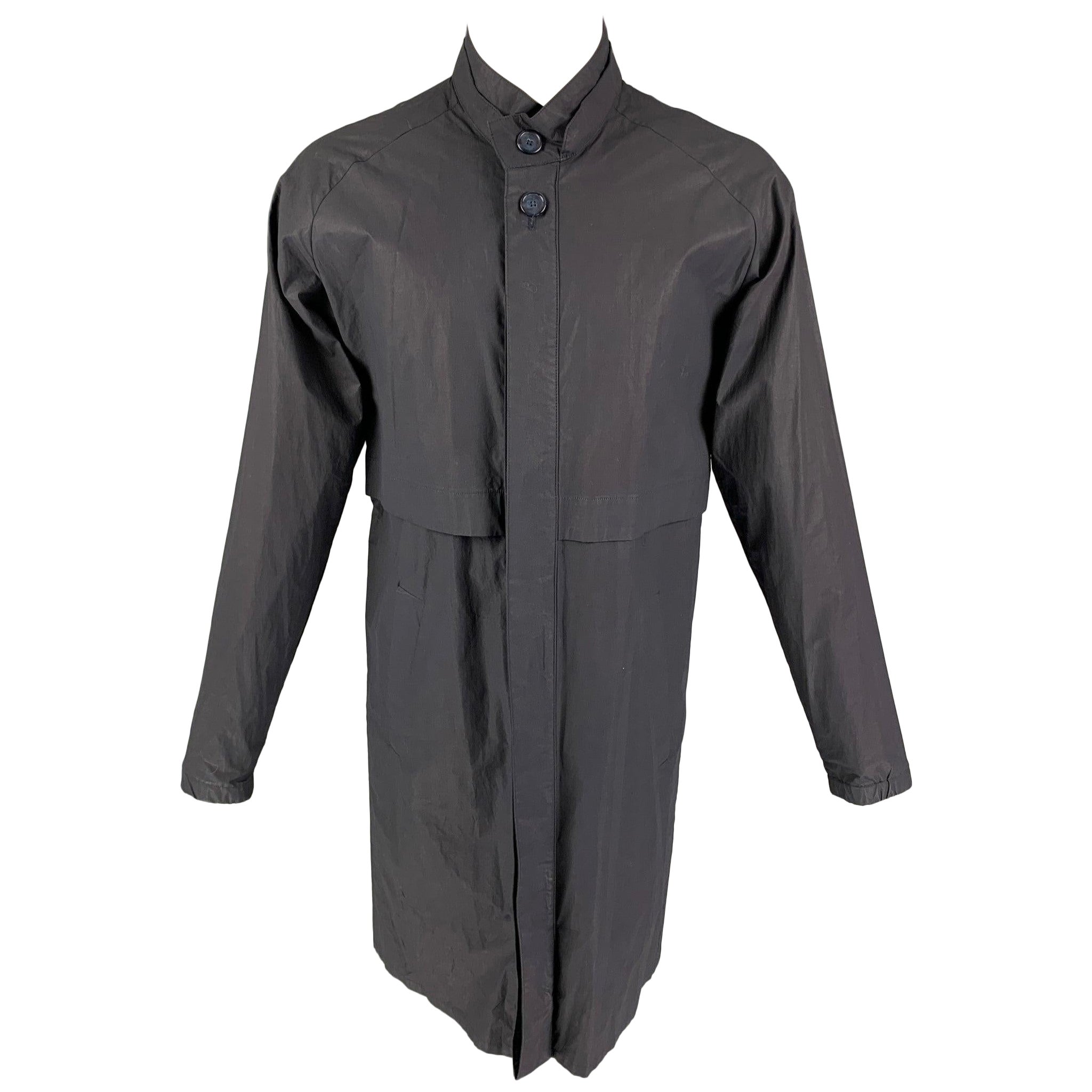 RAF SIMONS Size 40 Slate Cotton Zip Up & Buttons Trenchcoat