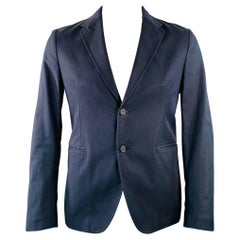 RAF SIMONS Size 42 Regular Navy Cotton Notch Lapel Sport Coat