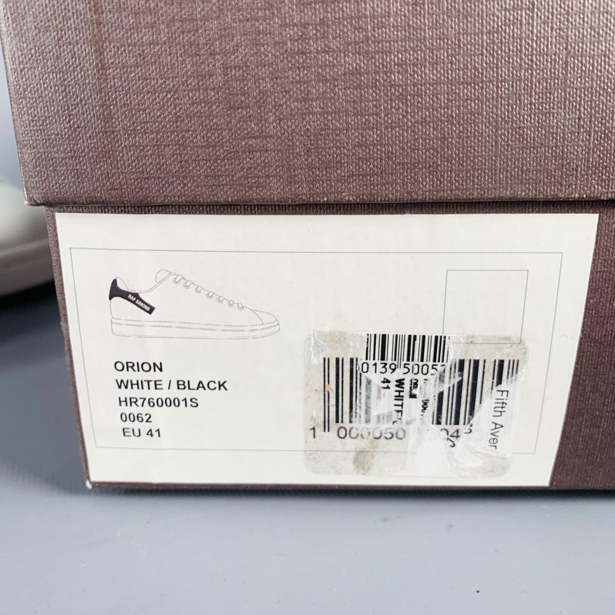 RAF SIMONS Size 8 Orion White Black Leather Lace-Up Low Top Sneakers For Sale 5