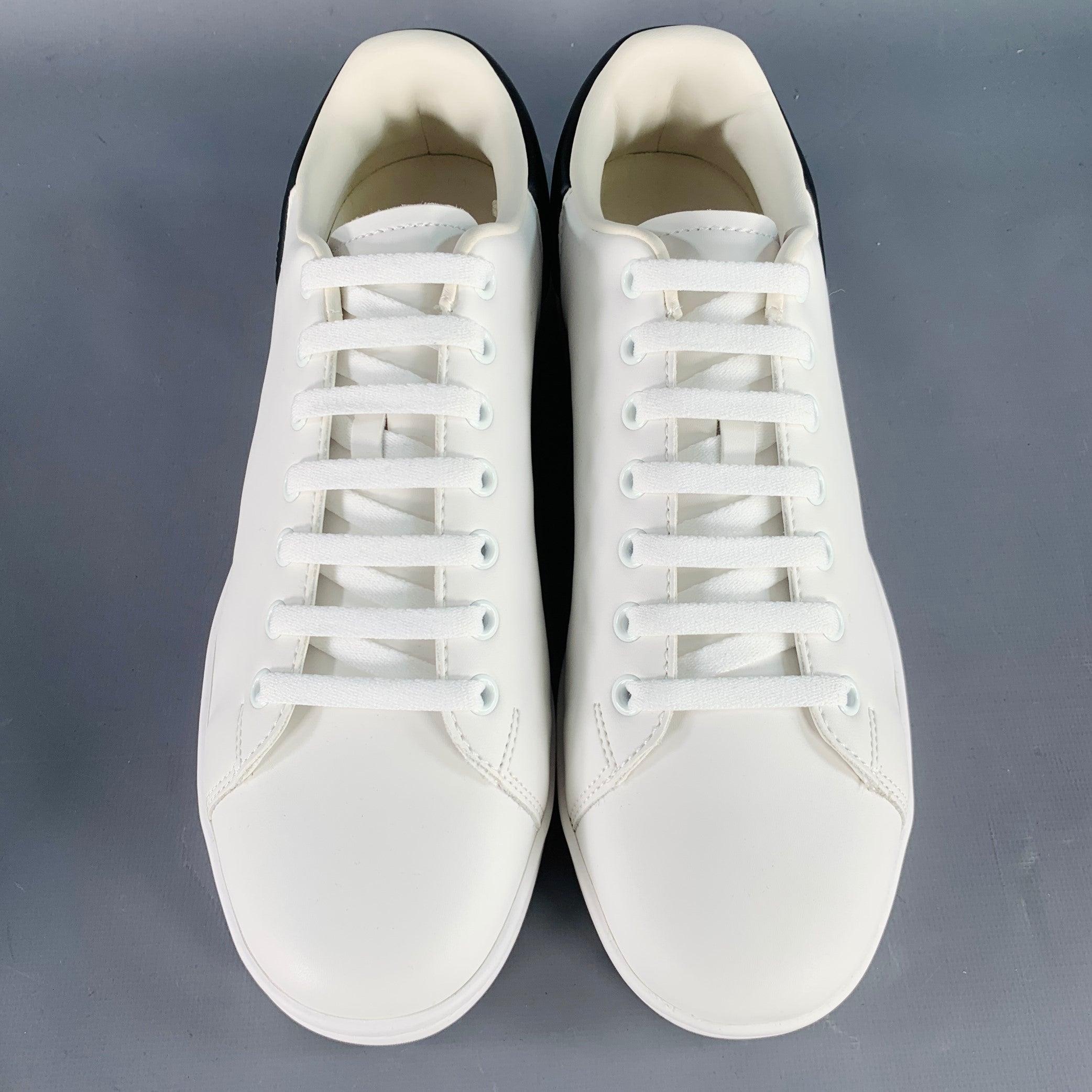 RAF SIMONS Size 8 Orion White Black Leather Lace-Up Low Top Sneakers In Good Condition For Sale In San Francisco, CA