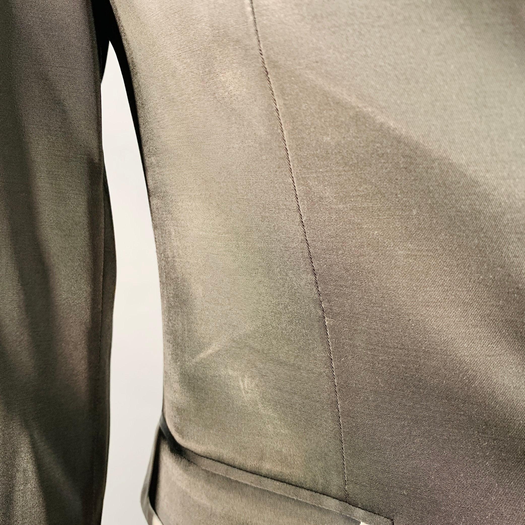 RAF SIMONS Size L Black White Satin Wool Acrylic Peak Lapel Contrast Trim Sport Coat For Sale 2