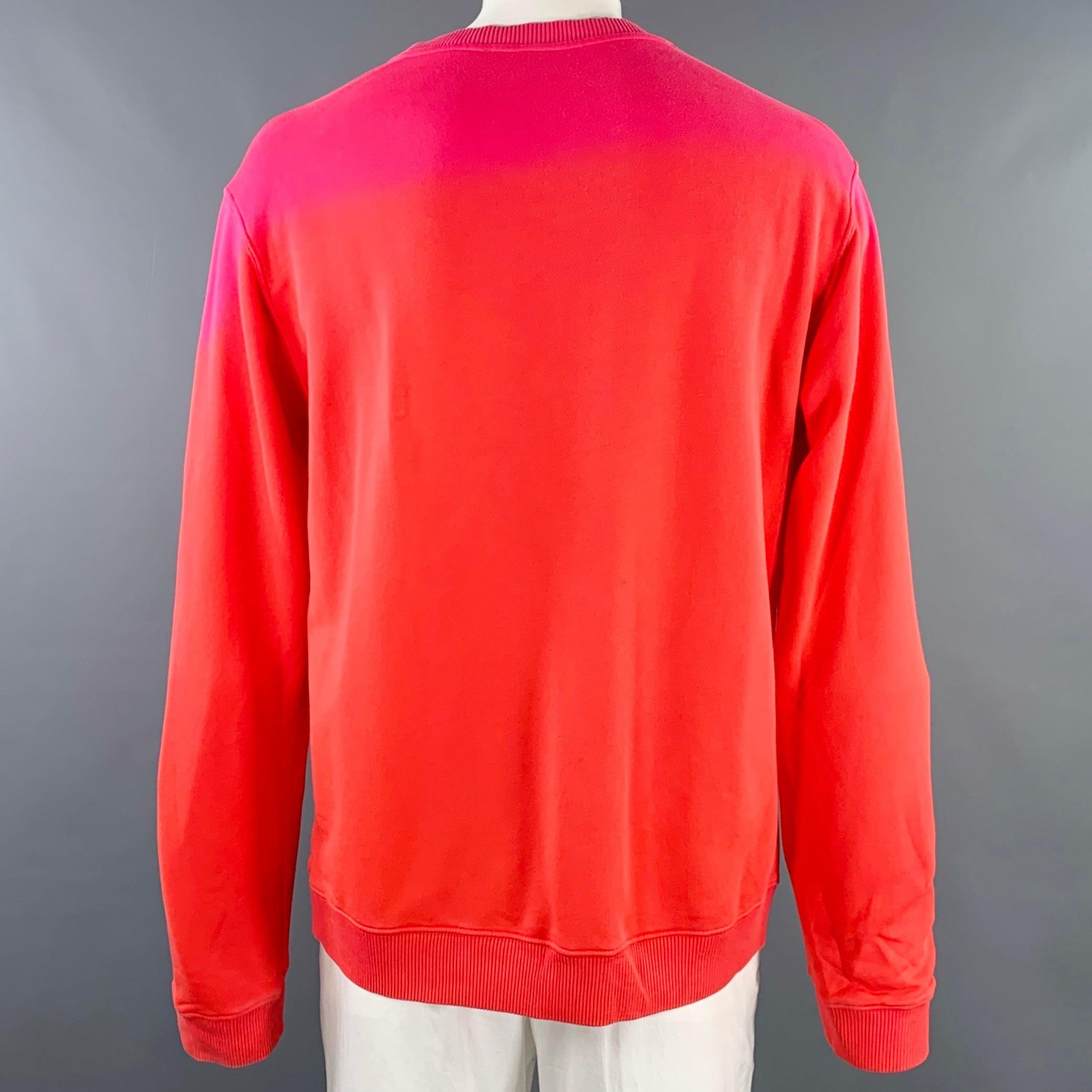 Red RAF SIMONS Size XL Pink Orange Ombre Cotton Crew Neck Sweatshirt