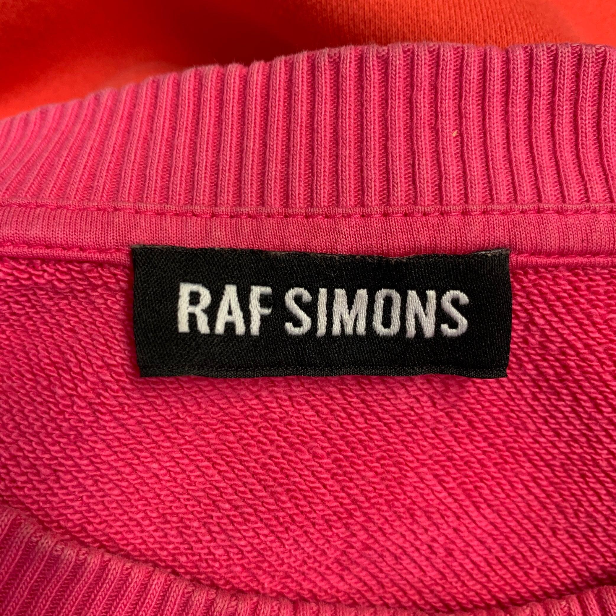 RAF SIMONS Size XL Pink Orange Ombre Cotton Crew Neck Sweatshirt In Good Condition In San Francisco, CA