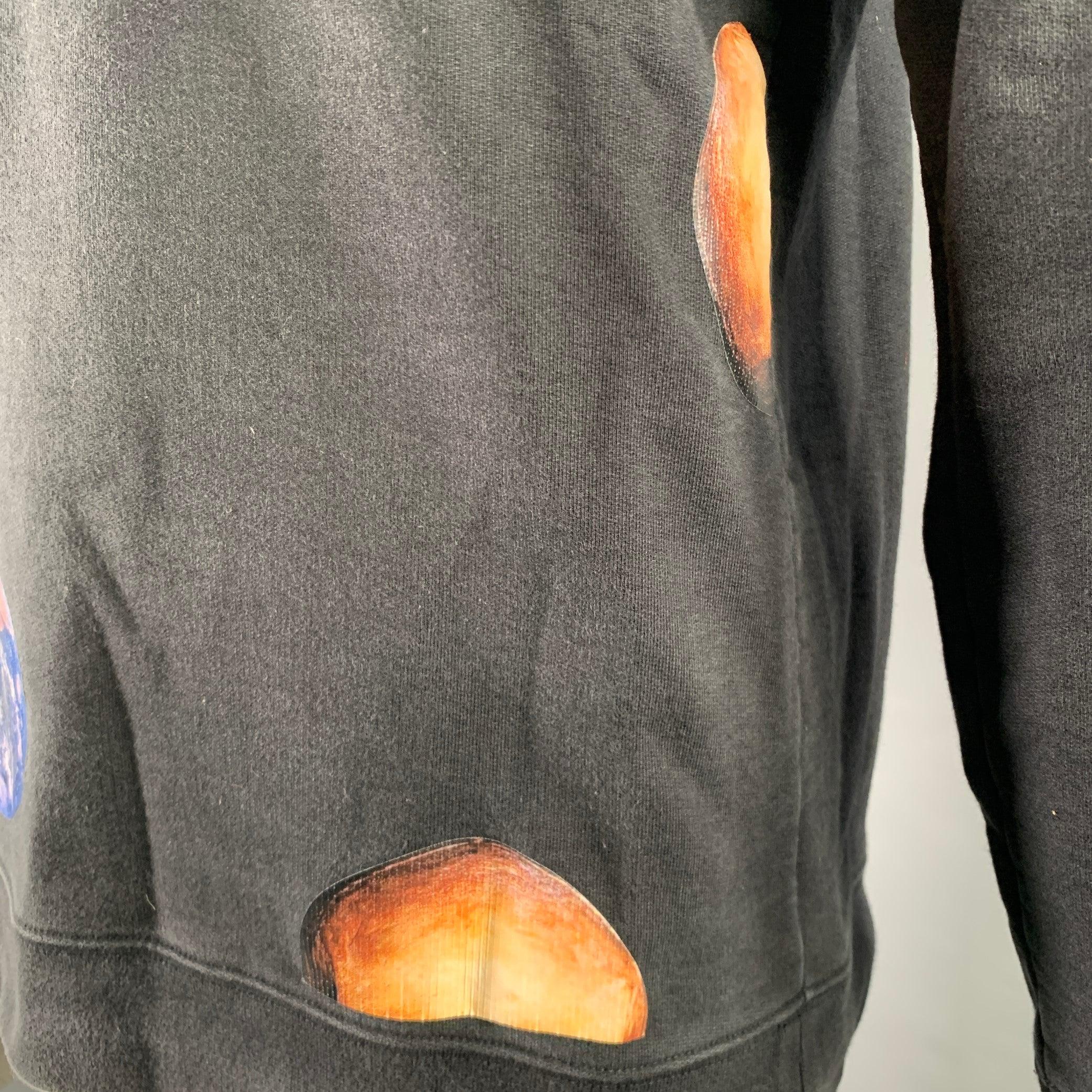 Men's RAF SIMONS Size XXL Black Patches Cotton Crew-Neck Sweatshirt