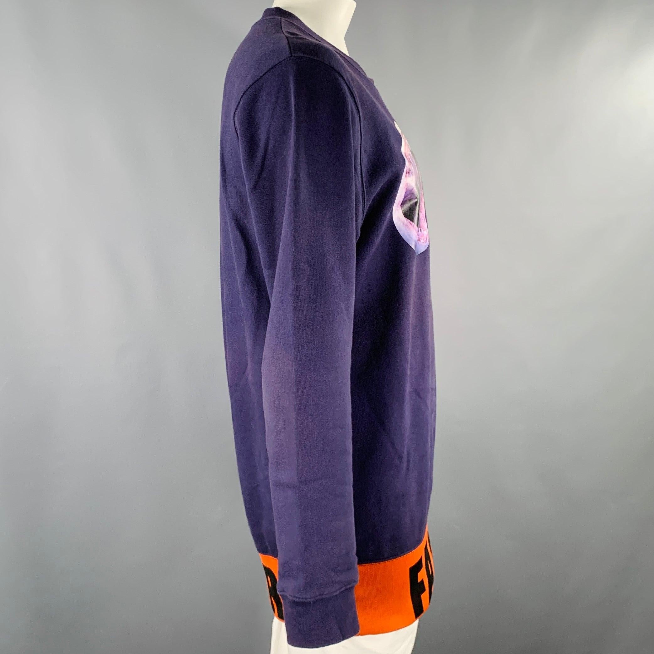 RAF SIMONS Size XXL Navy Shark Print Cotton Crew-Neck Sweatshirt In Good Condition In San Francisco, CA