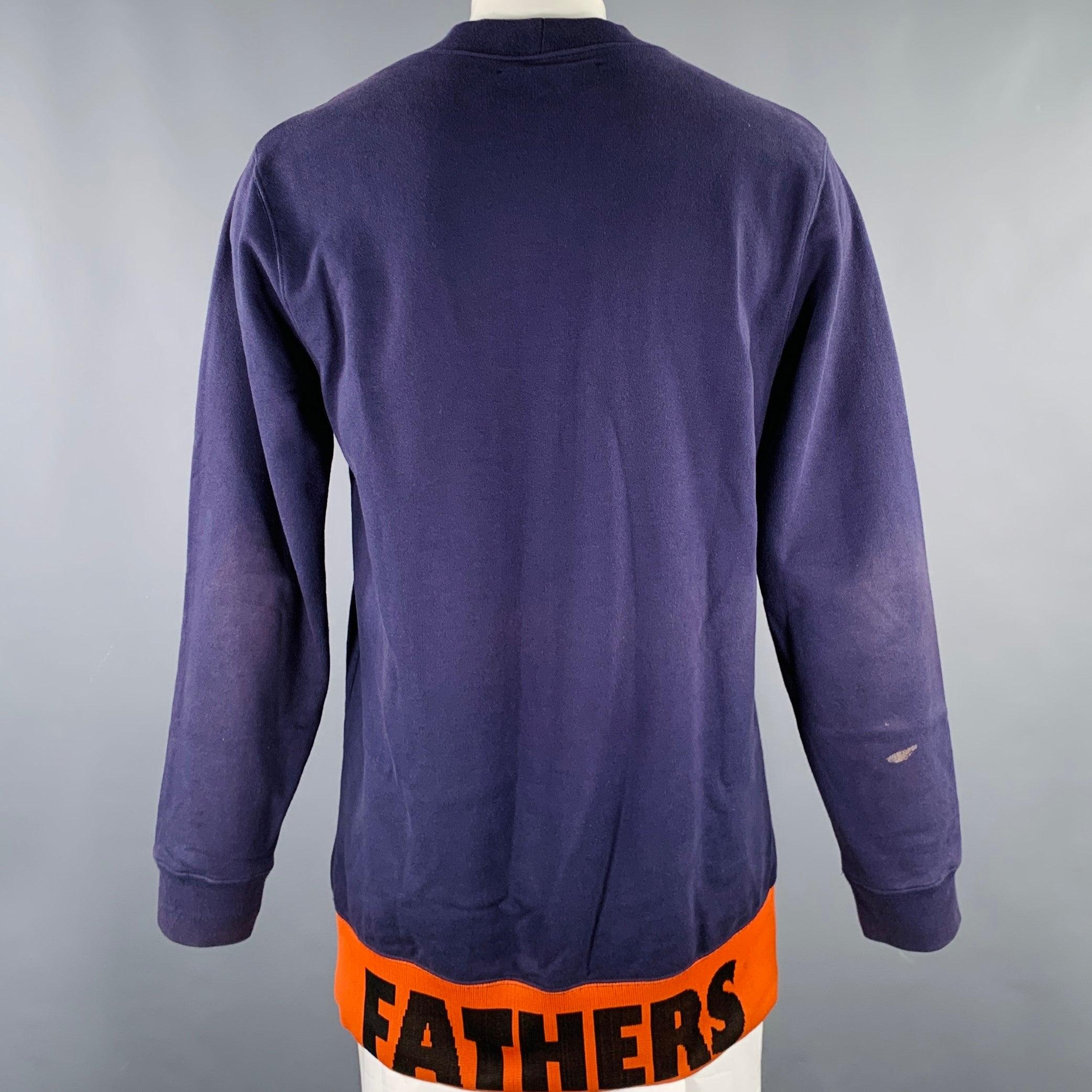 Men's RAF SIMONS Size XXL Navy Shark Print Cotton Crew-Neck Sweatshirt