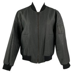 RAF SIMONS Frühjahr 2009 Größe 38 Anthrazitfarbene Bomberjacke aus strukturiertem Polyester