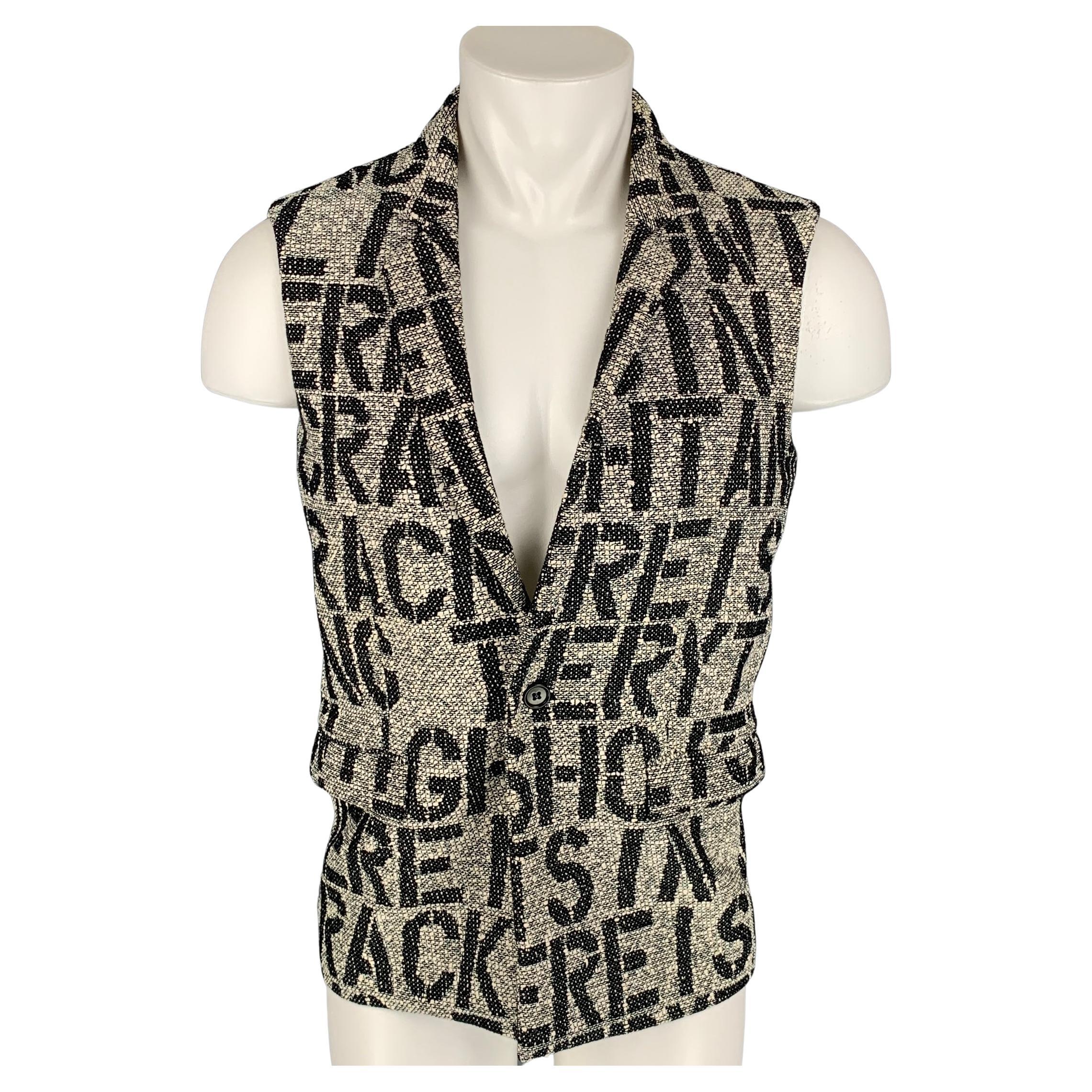 RAF SIMONS Spring-Summer 2009 Size 36 White & Black Woven Cotton Blend Vest