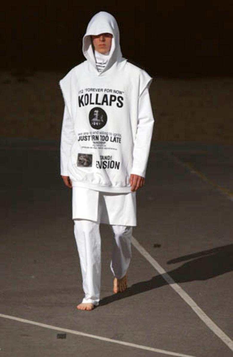 RAF SIMONS SS 02 Rara e icónica sudadera sin mangas con capucha 'Kollaps en venta 7