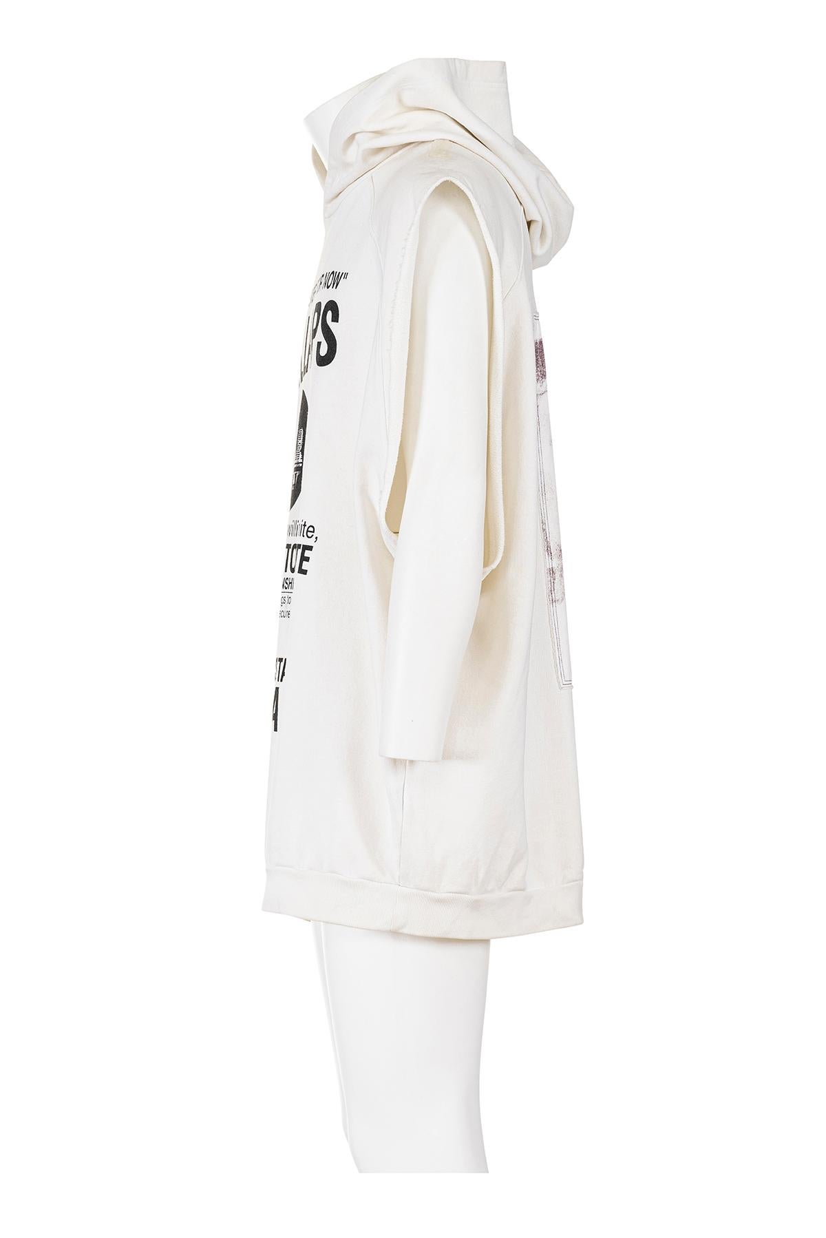 RAF SIMONS SS 02 Rara e icónica sudadera sin mangas con capucha 'Kollaps Gray en venta