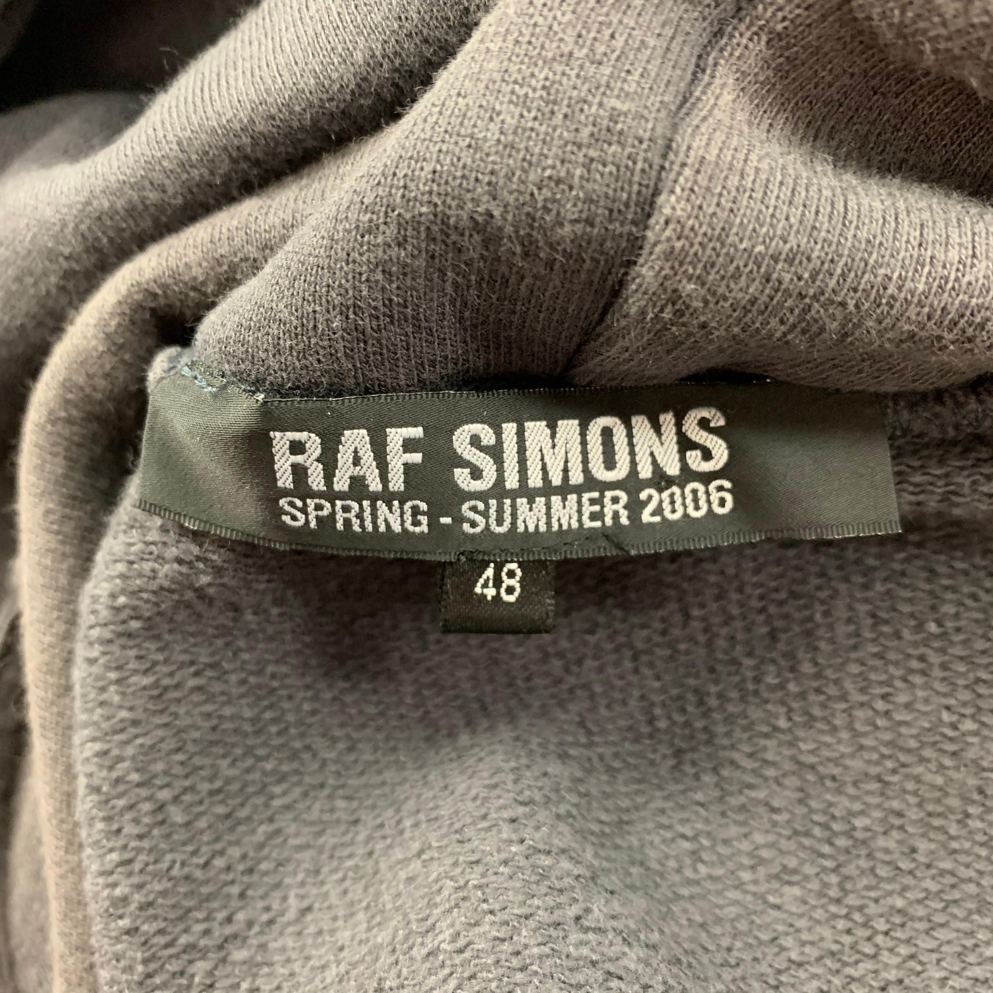 RAF SIMONS SS 06 Size 38 Grey Cut Out Cotton Hoodie Pullover In Good Condition In San Francisco, CA
