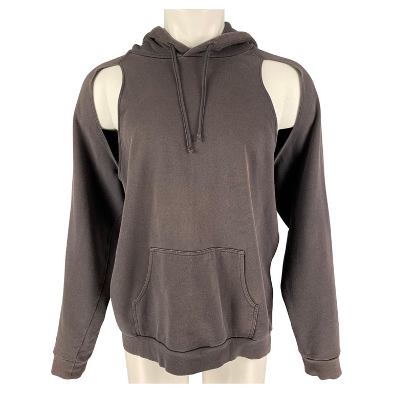 RAF SIMONS SS 06 Size 38 Grey Cut Out Cotton Hoodie Pullover at 1stDibs