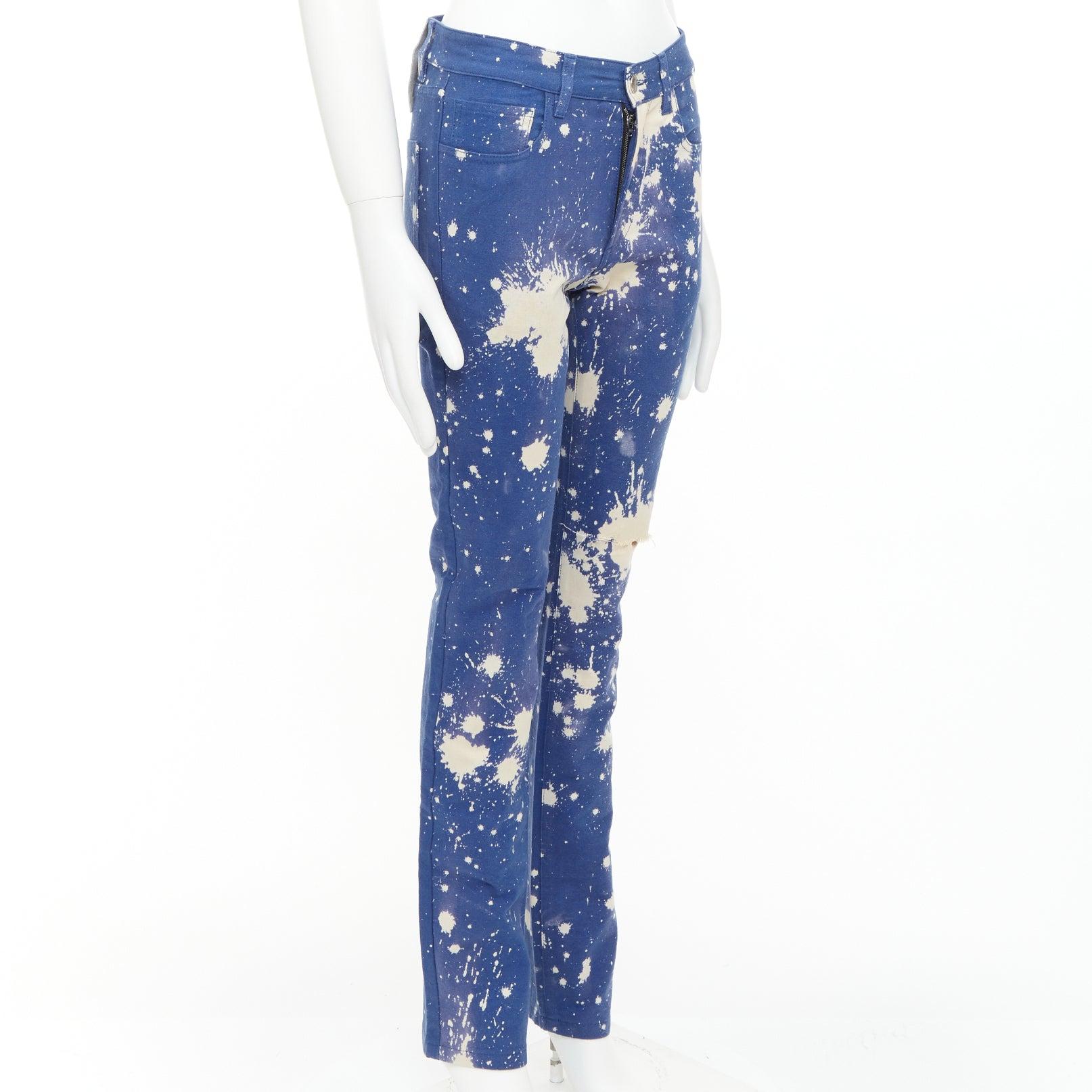 Violet RAF SIMONS Sterling Ruby 2014 Limited splash bleach dye skinny jeans IT44 XS en vente