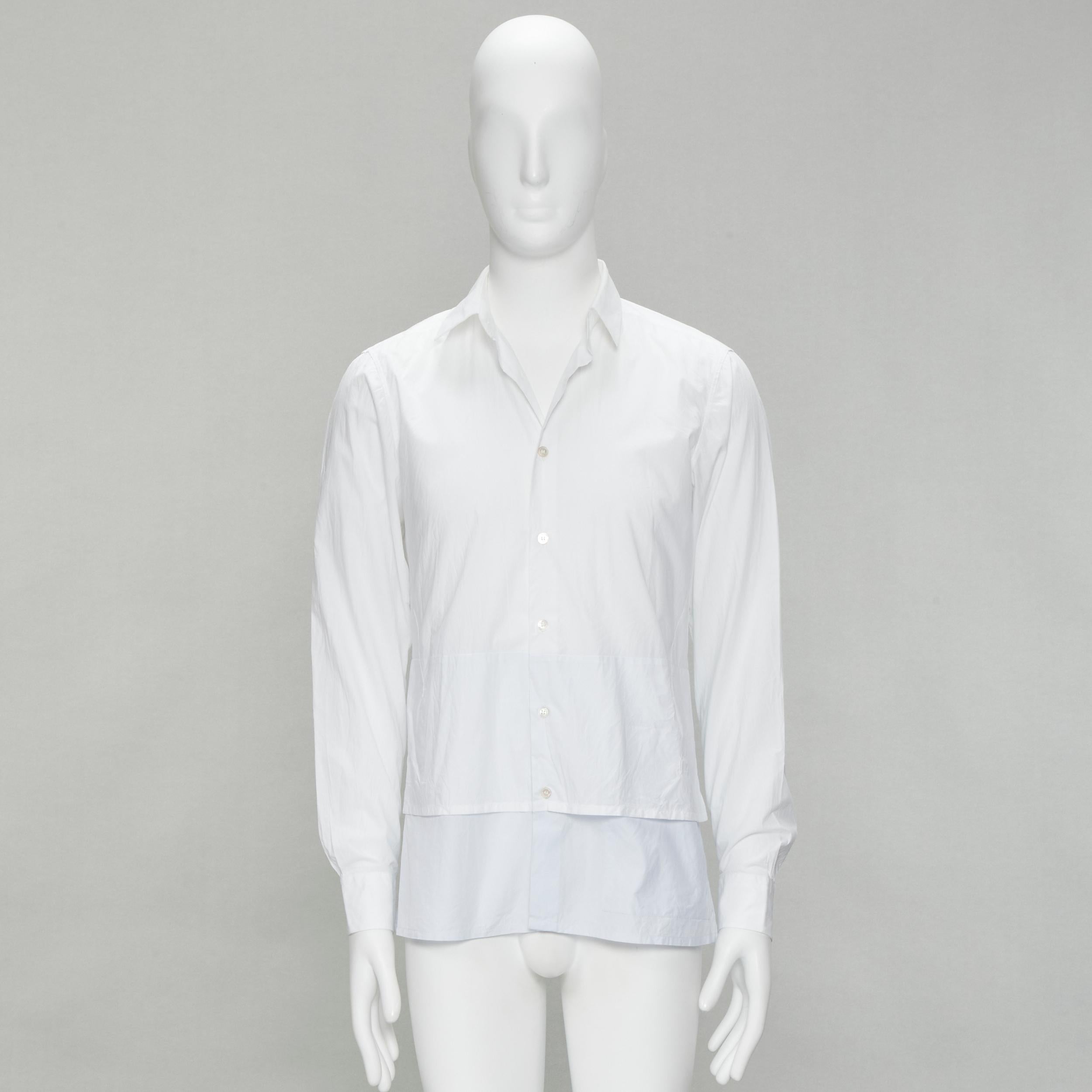 RAF SIMONS white extended layered hem deconstructed shirt EU44 S For Sale 6