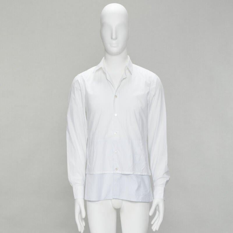 RAF SIMONS camicia bianca con orlo a strati esteso e decostruito EU44 S in vendita 6