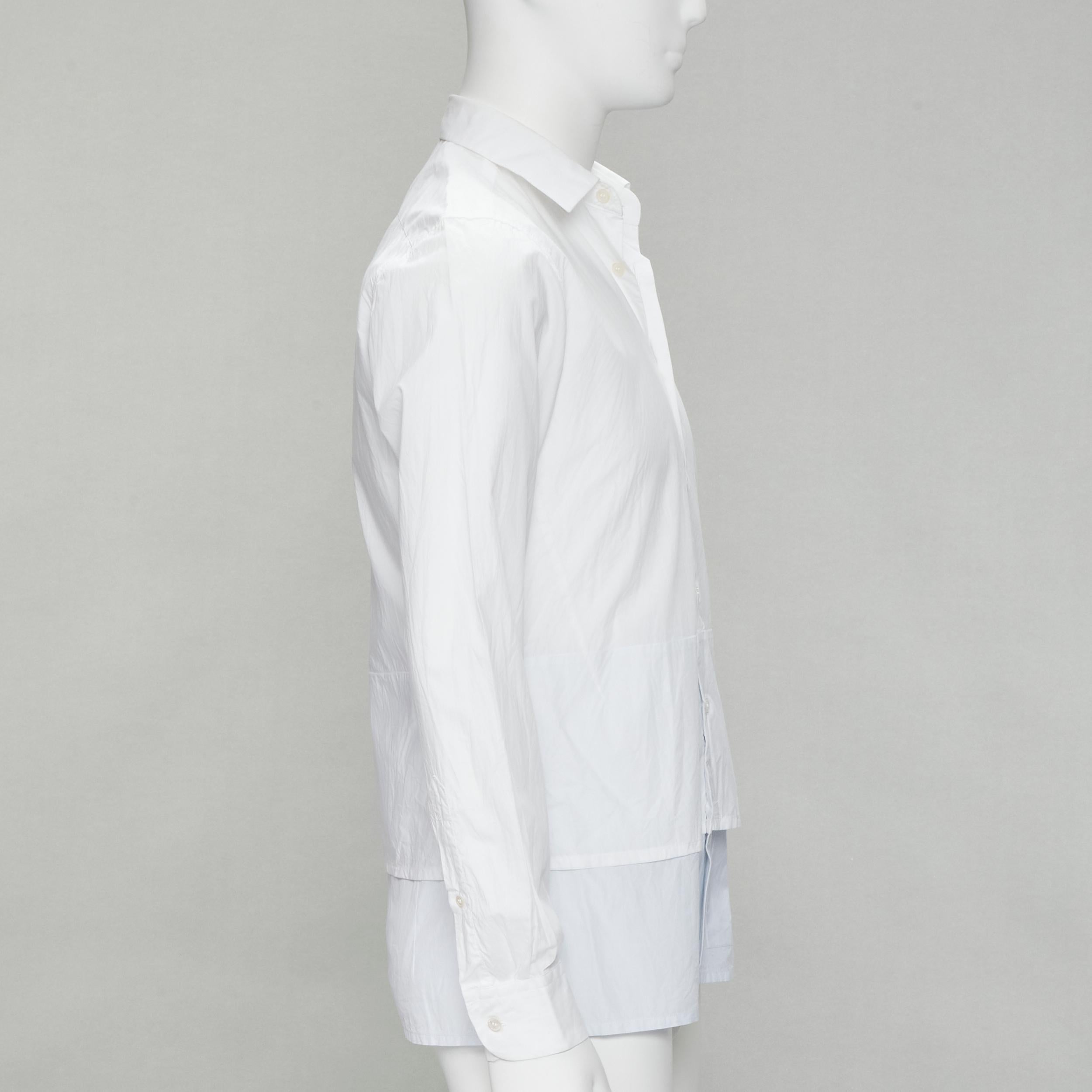 RAF SIMONS white extended layered hem deconstructed shirt EU44 S In Excellent Condition For Sale In Hong Kong, NT