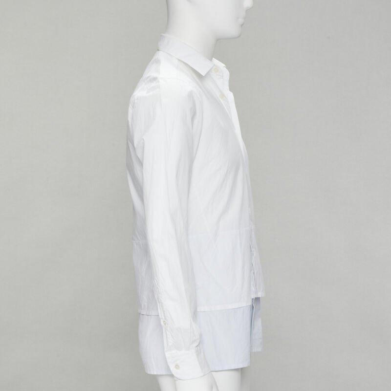 RAF SIMONS camicia bianca con orlo a strati esteso e decostruito EU44 S In condizioni ottime in vendita a Hong Kong, NT