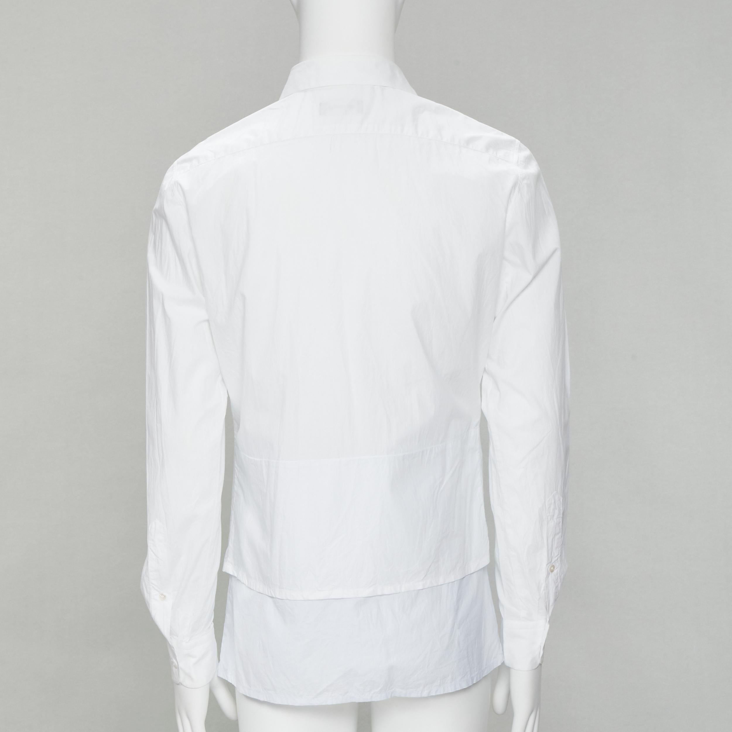 Men's RAF SIMONS white extended layered hem deconstructed shirt EU44 S For Sale