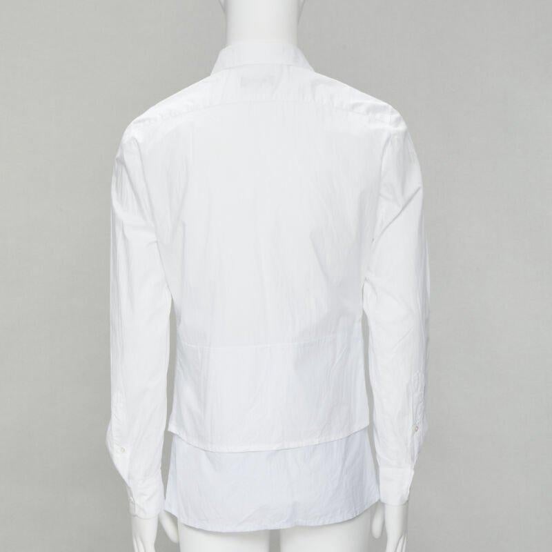 Uomo RAF SIMONS camicia bianca con orlo a strati esteso e decostruito EU44 S in vendita