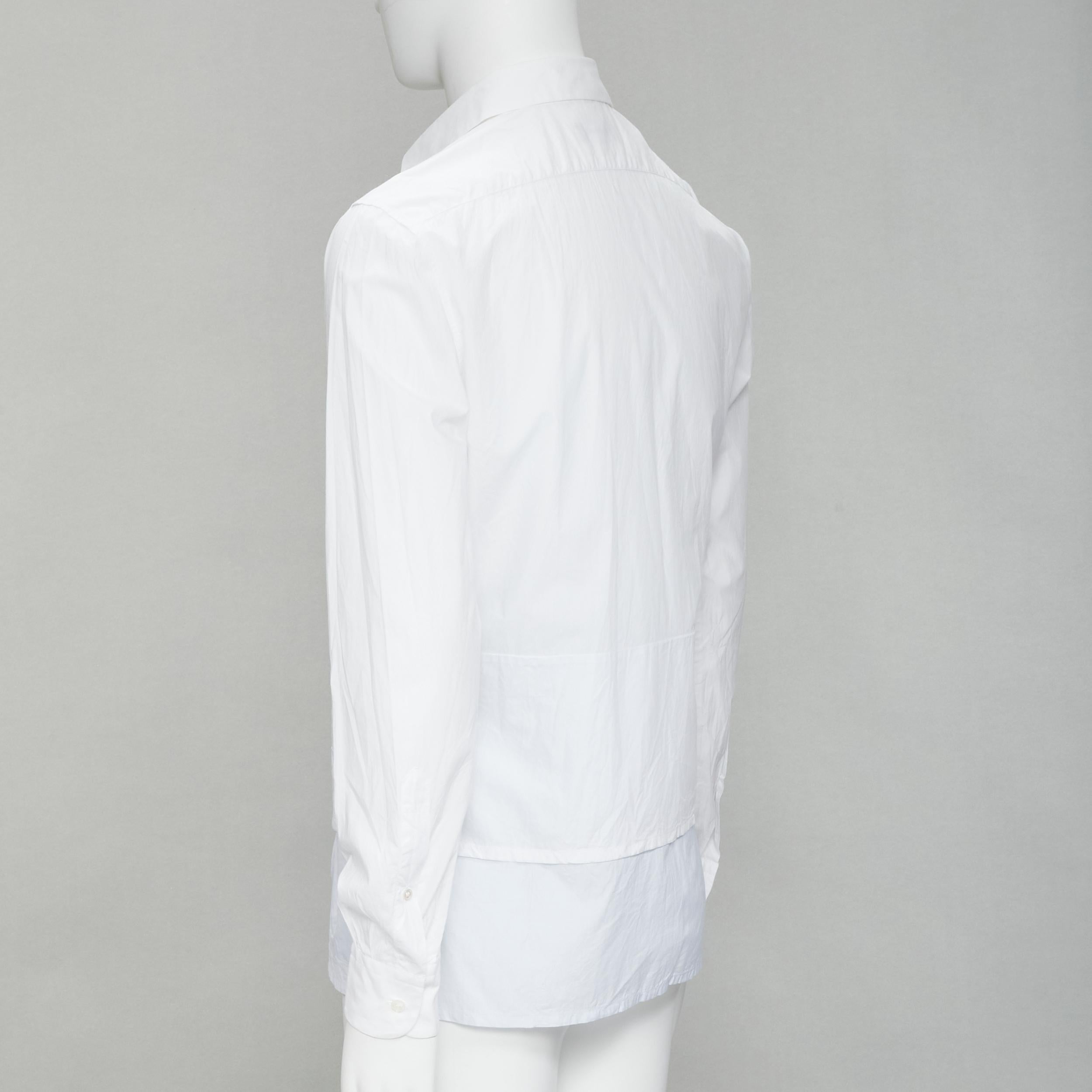 RAF SIMONS white extended layered hem deconstructed shirt EU44 S For Sale 1
