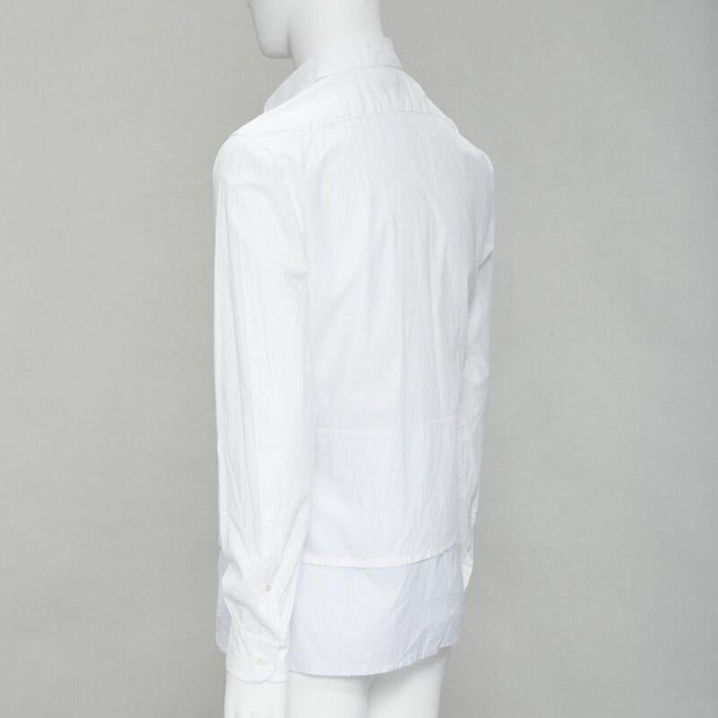 RAF SIMONS camicia bianca con orlo a strati esteso e decostruito EU44 S in vendita 1
