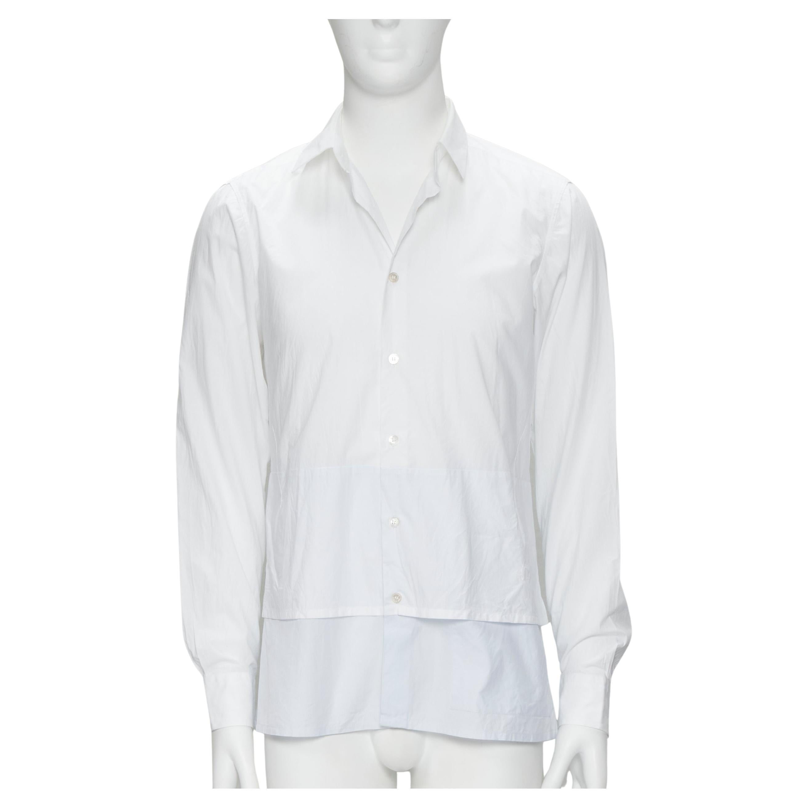 RAF SIMONS white extended layered hem deconstructed shirt EU44 S For Sale