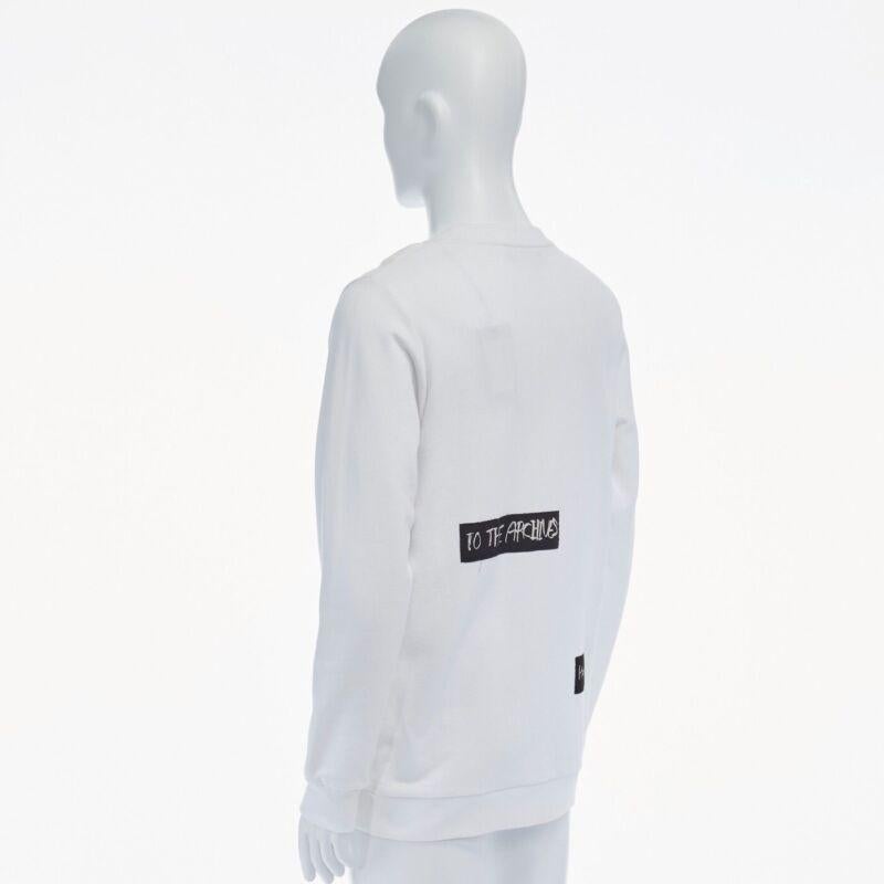 Women's RAF SIMONS X JOYCE 2015 white abstract patchwork cotton sweater pullover top S For Sale