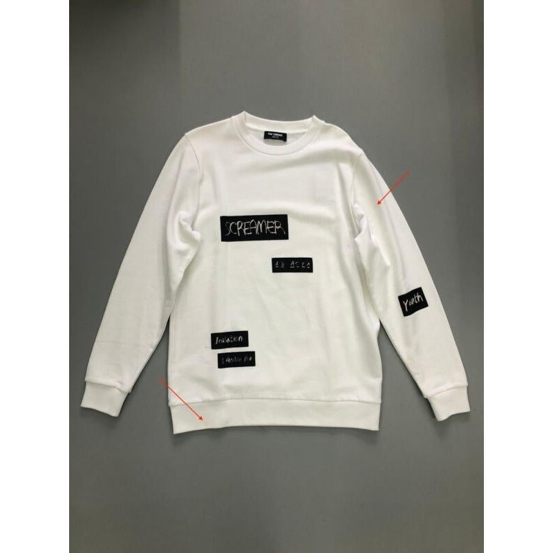 RAF SIMONS X JOYCE 2015 white abstract patchwork cotton sweater pullover top S For Sale 1