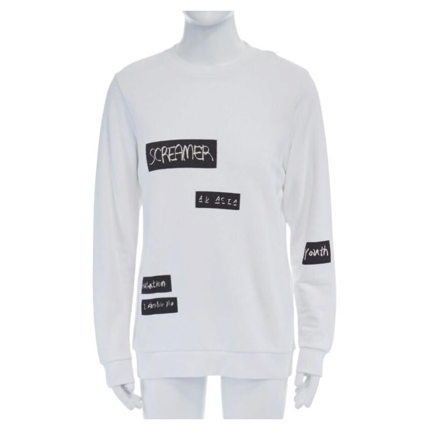RAF SIMONS X JOYCE 2015 Weißes abstraktes Patchwork-Pulloverpullover aus Baumwolle S im Angebot