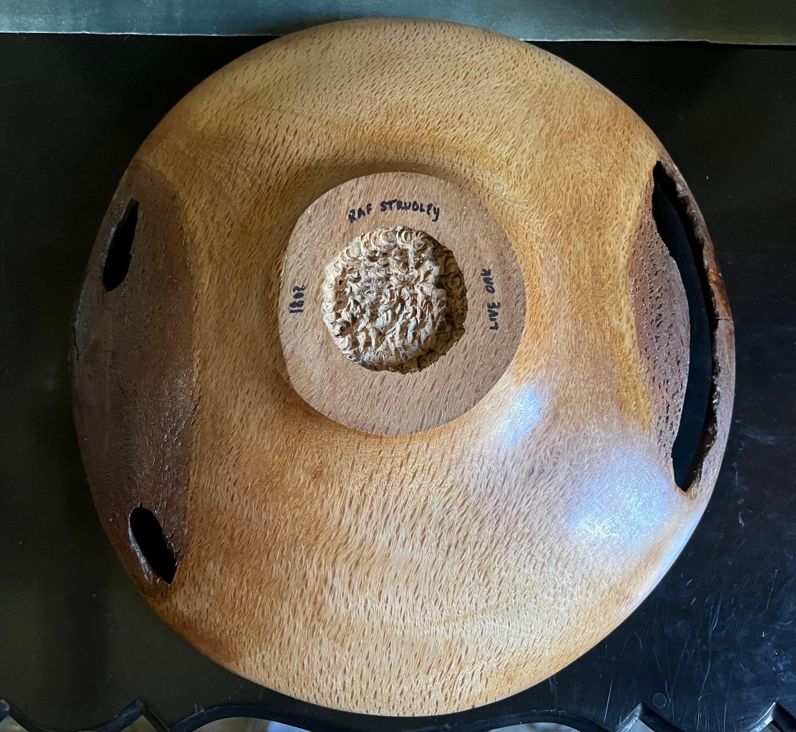 Raf Strudley Hand Carved Live Oak Bowl From Ben Lomand Turning Studio For Sale 6
