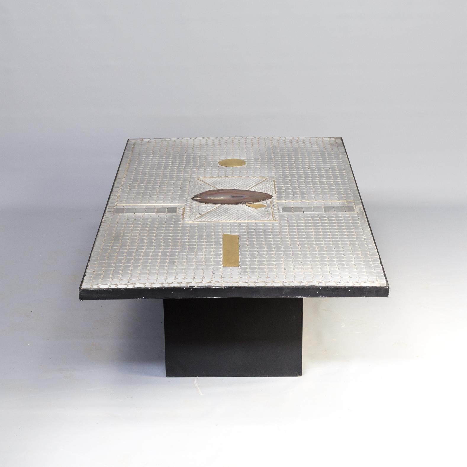 Mid-Century Modern Raf Verjans Coffee Table with Agate Stone For Sale