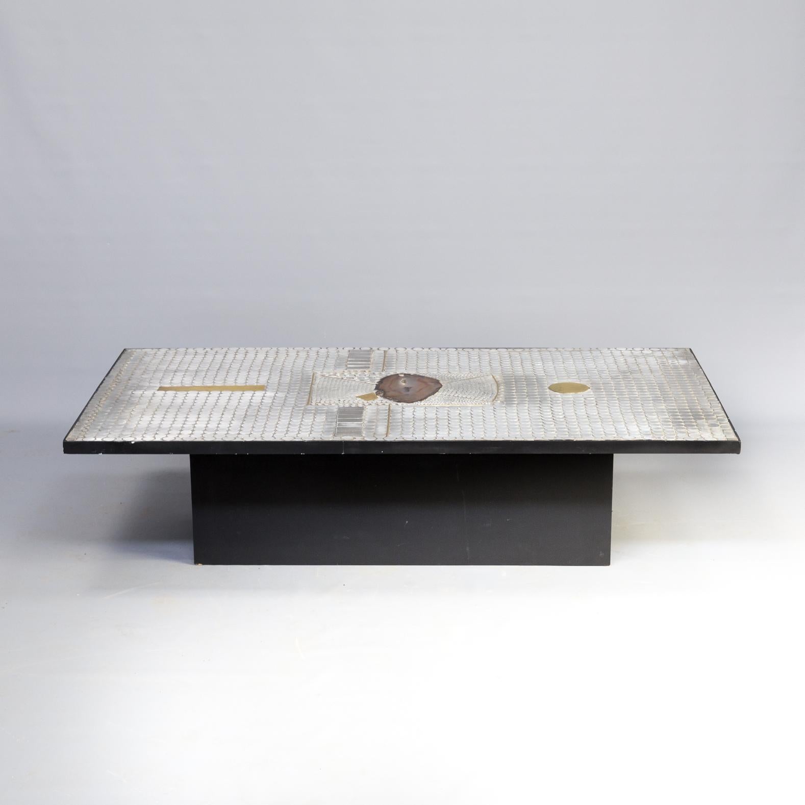 Belgian Raf Verjans Coffee Table with Agate Stone For Sale