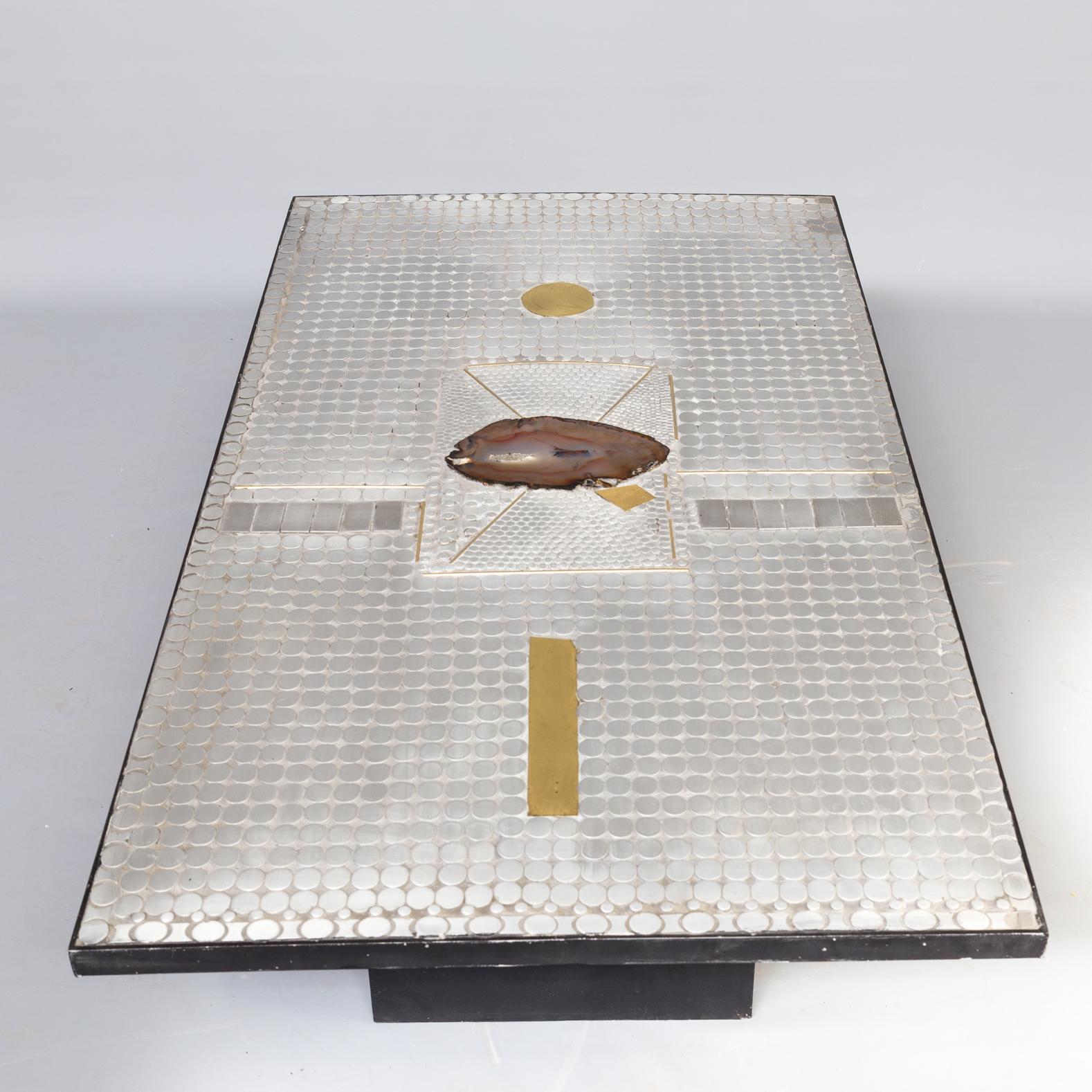 20th Century Raf Verjans Coffee Table with Agate Stone For Sale