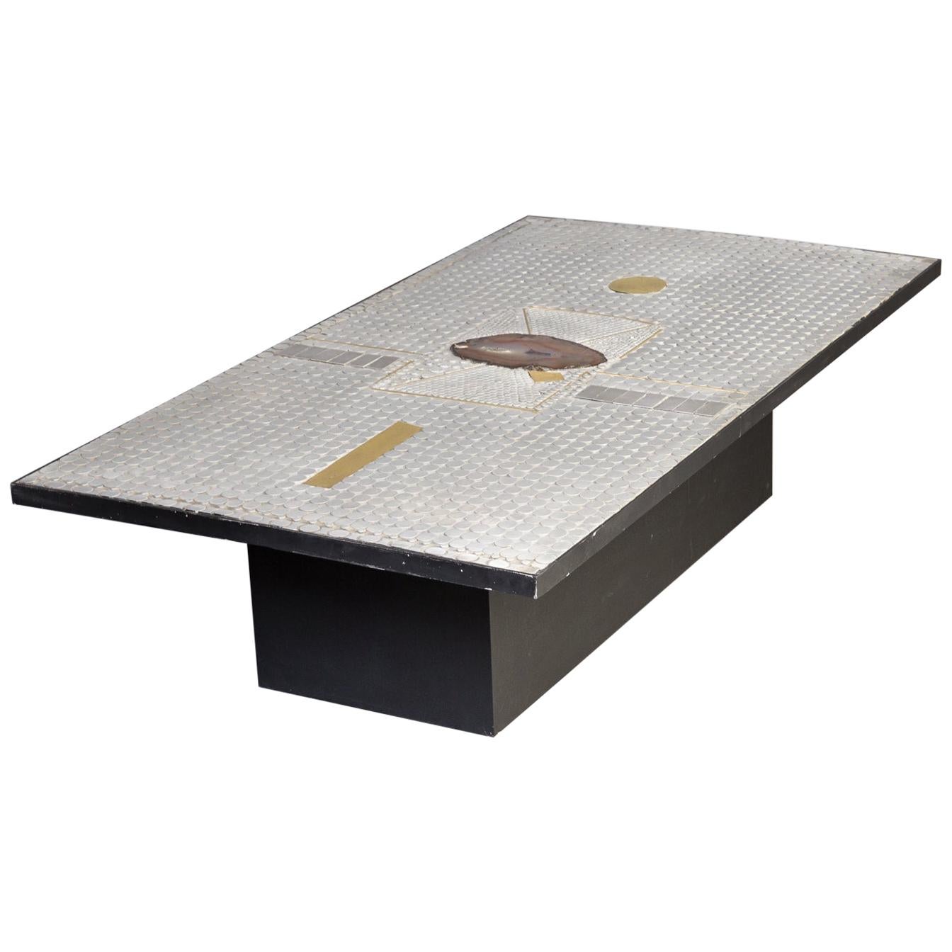 Raf Verjans Coffee Table with Agate Stone For Sale