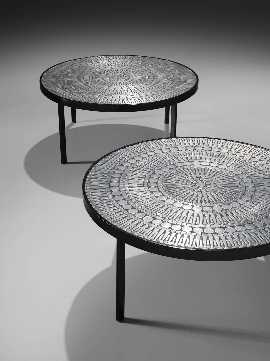 Mid-Century Modern Raf Verjans Rare Pair of Mosaic Coffee Tables