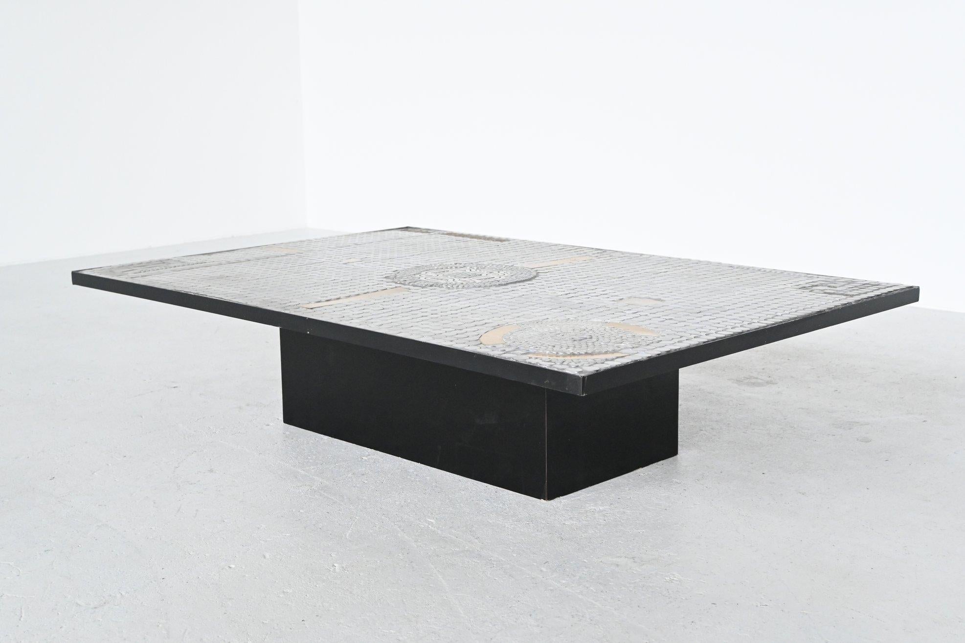 Mid-Century Modern Raf Verjans Rectangular Mosaic Coffee Table, Belgium, 1970