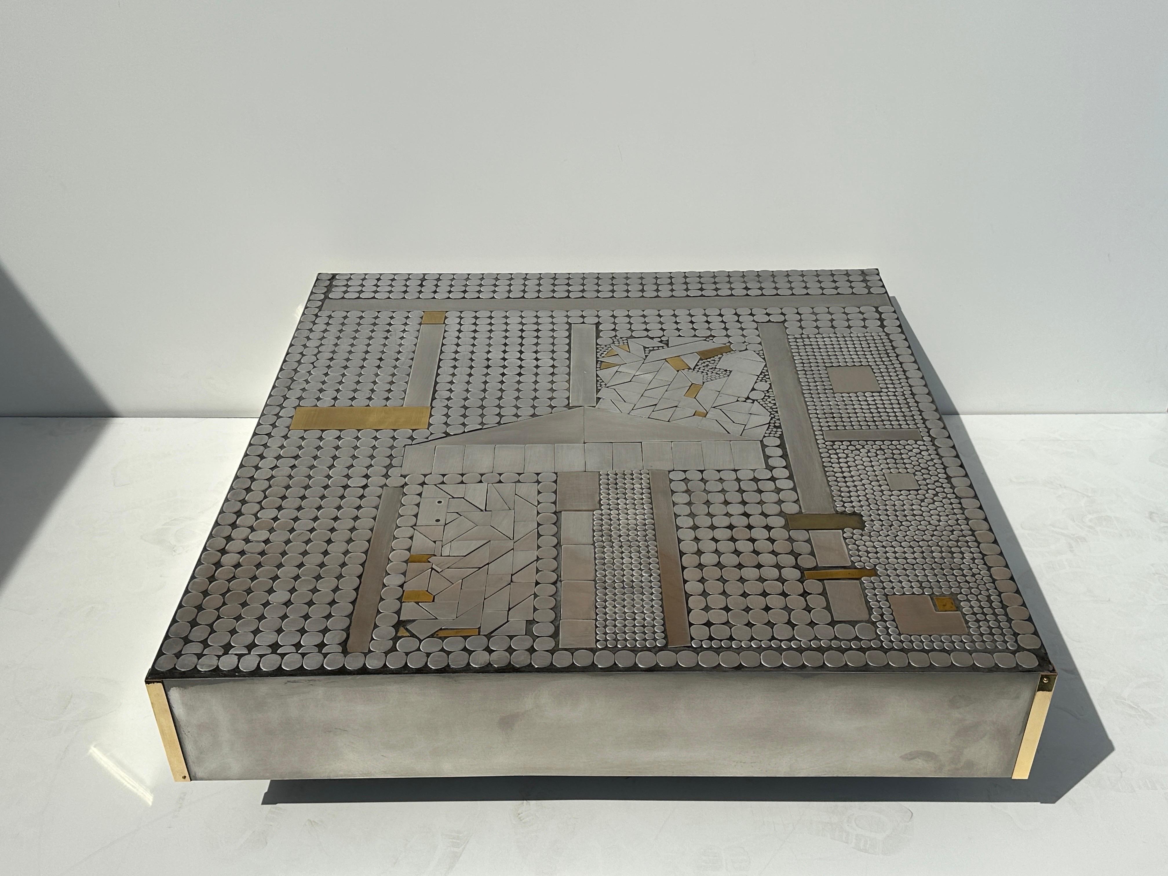 Raf Verjans Square Aluminum Mosaic Low Table For Sale 4