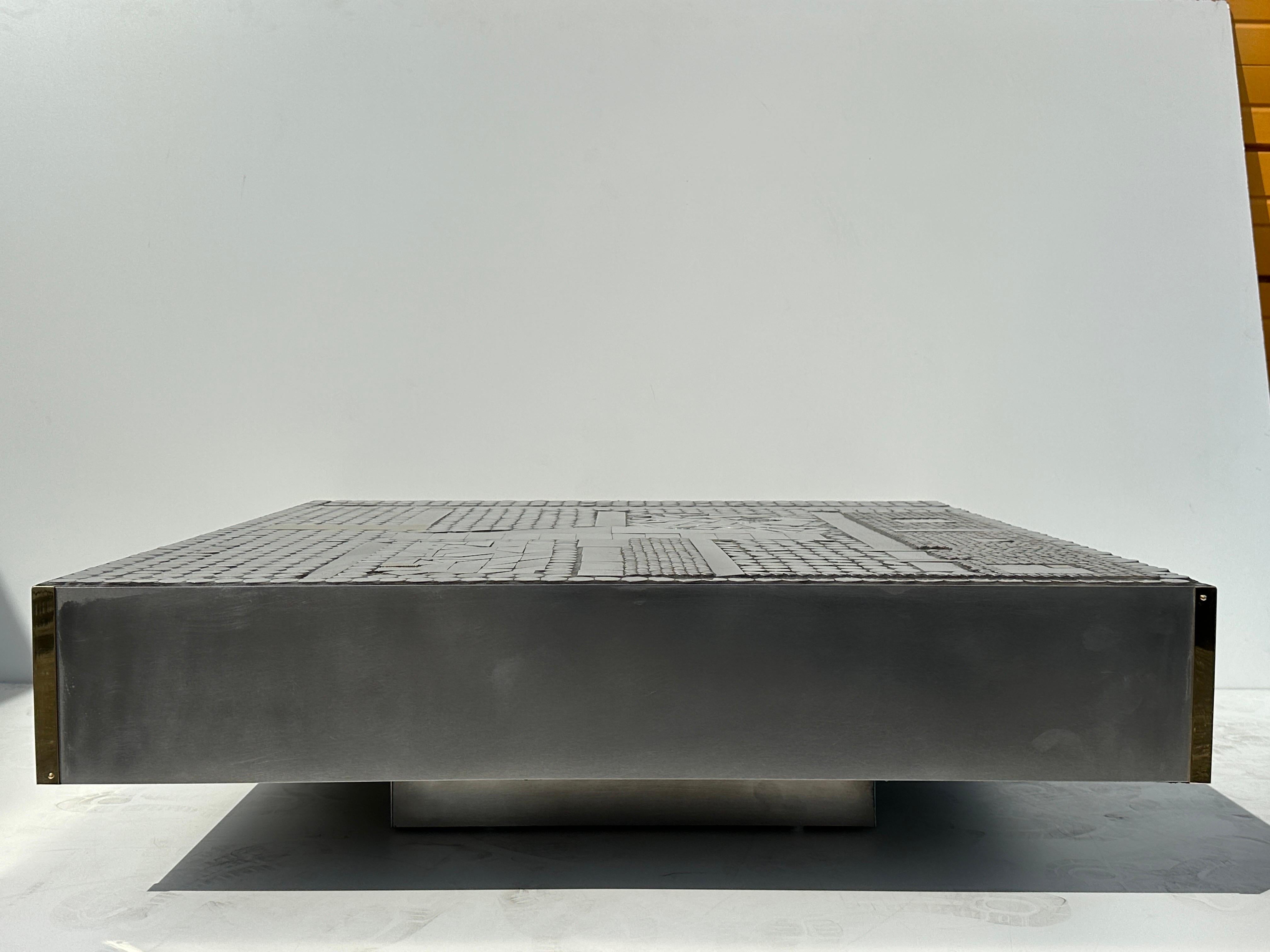 Raf Verjans Square Aluminum Mosaic Low Table For Sale 2