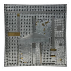Tavolo basso quadrato con mosaico in alluminio di Raf Verjans