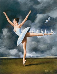 Eine Ballerina. Surrealer, gegründeter polnischer Künstler in limitierter Auflage