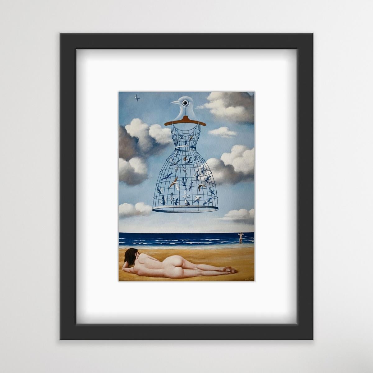 Una jaula - Grabado surrealista, Edición limitada, Artista polaco consagrado - Print de Rafał Olbiński